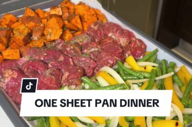 Easy One-Sheet Pan Dinner with Veggies, Steak & Sweet Potato