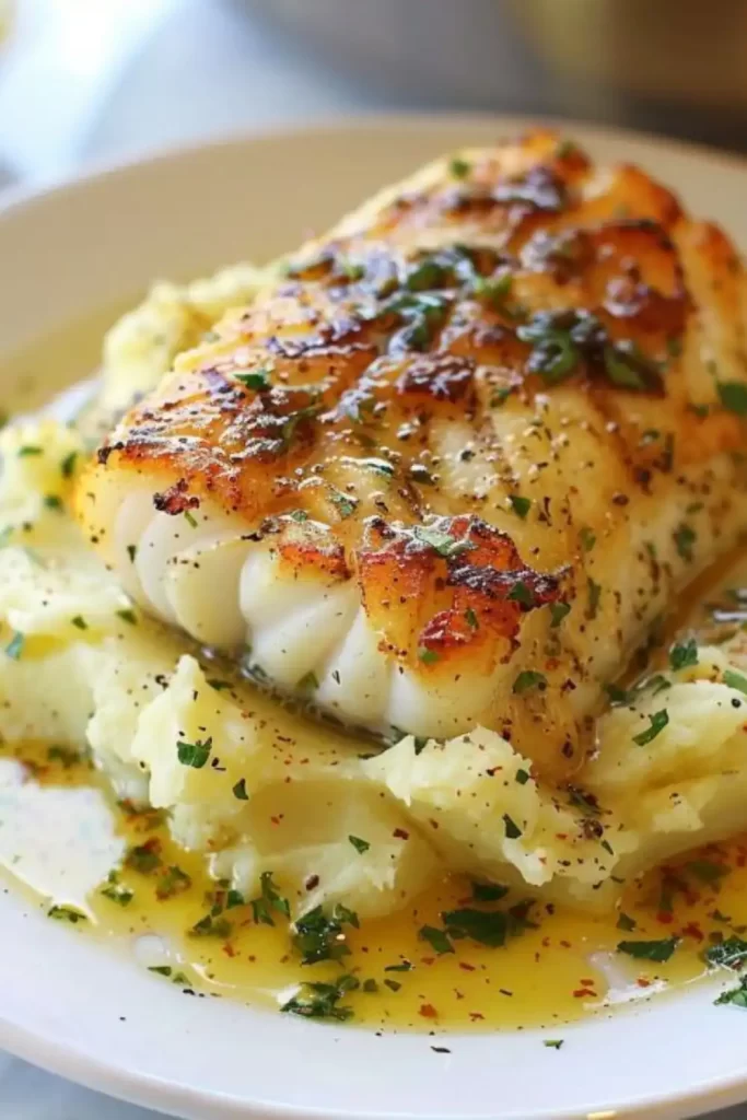 Golden Seared Cod with Herb Butter Sauce