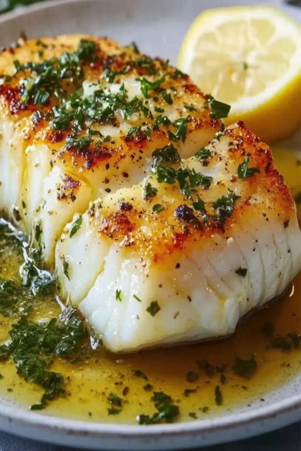 Golden Seared Cod with Herb Butter Sauce
