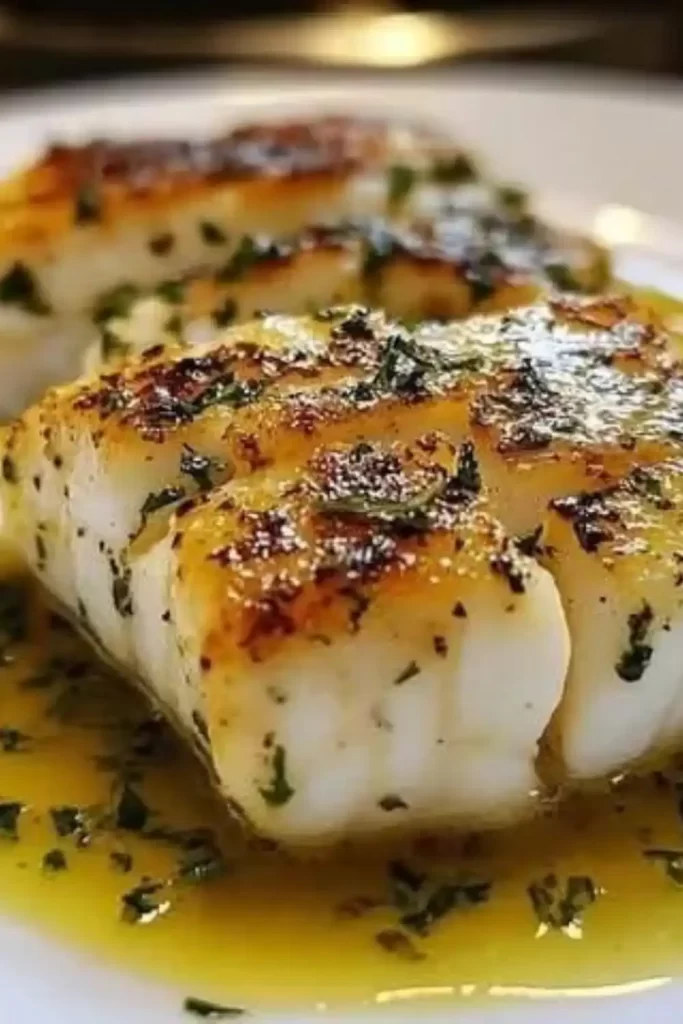 Golden Seared Cod with Herb Butter Sauce